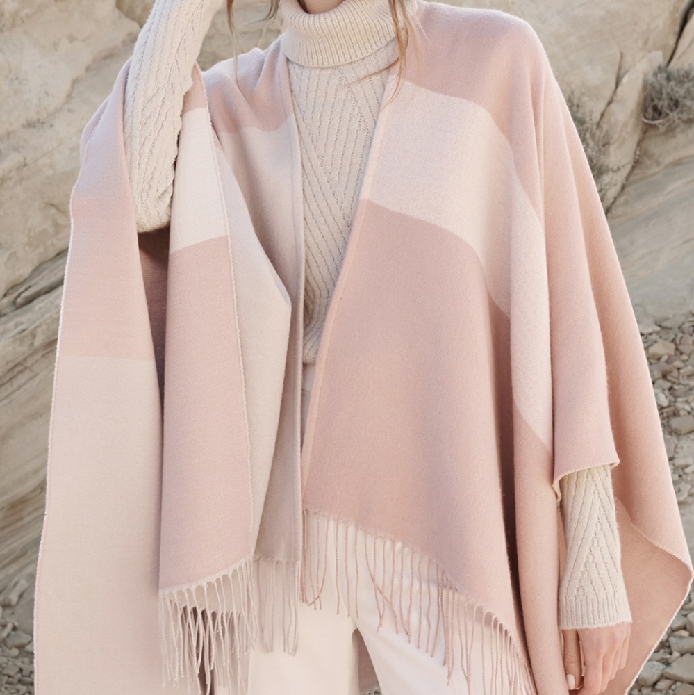 Sofia & Kyo woven scarfigan with fringe